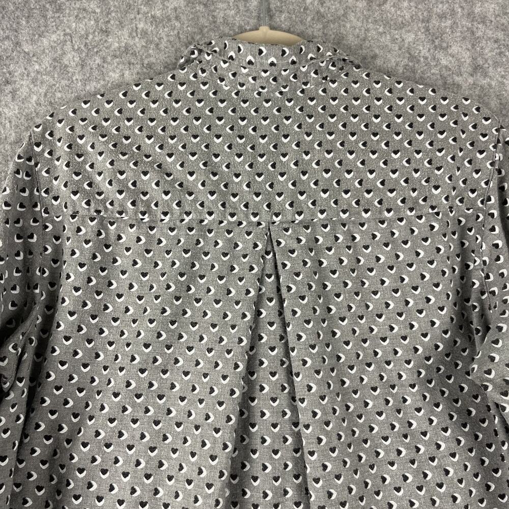 Grayson The Hero Top Womens 3 Medium Gray Heart Print Lyocell Button Up Soft - Picture 10 of 15